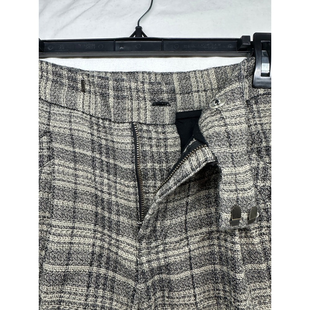 Free People Grey Plaid High Waisted Barrel Wide Leg Balloon Pants Size 0 - Picture 10 of 12